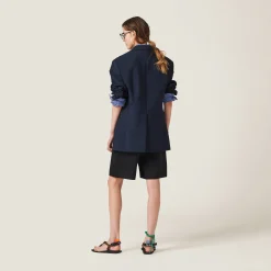 Black/grass Green Satin Bermudas | Miu Miu