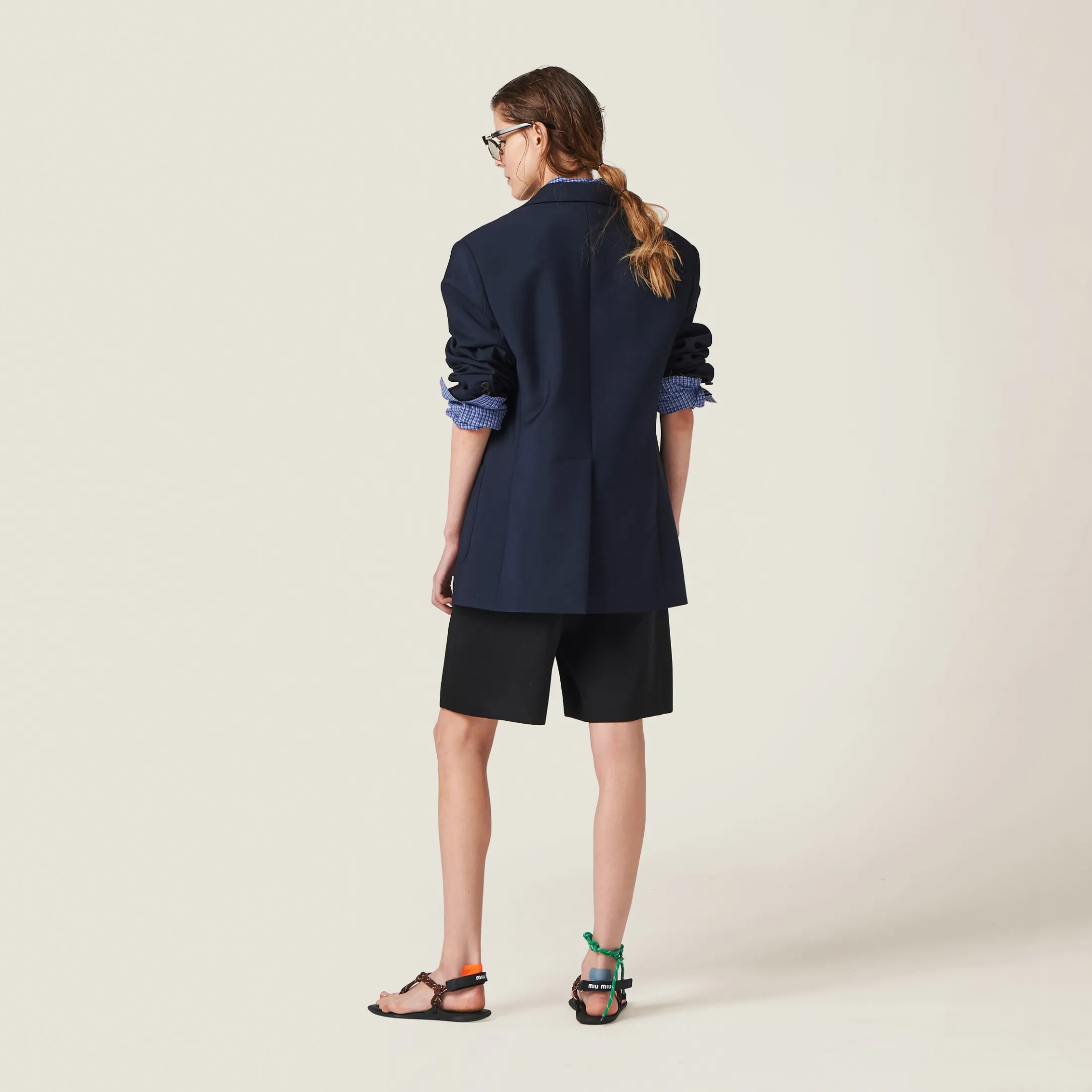 Black/grass Green Satin Bermudas | Miu Miu