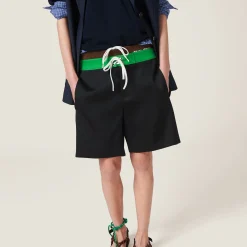 Black/grass Green Satin Bermudas | Miu Miu