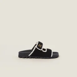 Black/ivory Crochet Knit Slides | Miu Miu