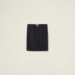 Black/ivory Polka-dot Crepe De Chine Skirt | Miu Miu