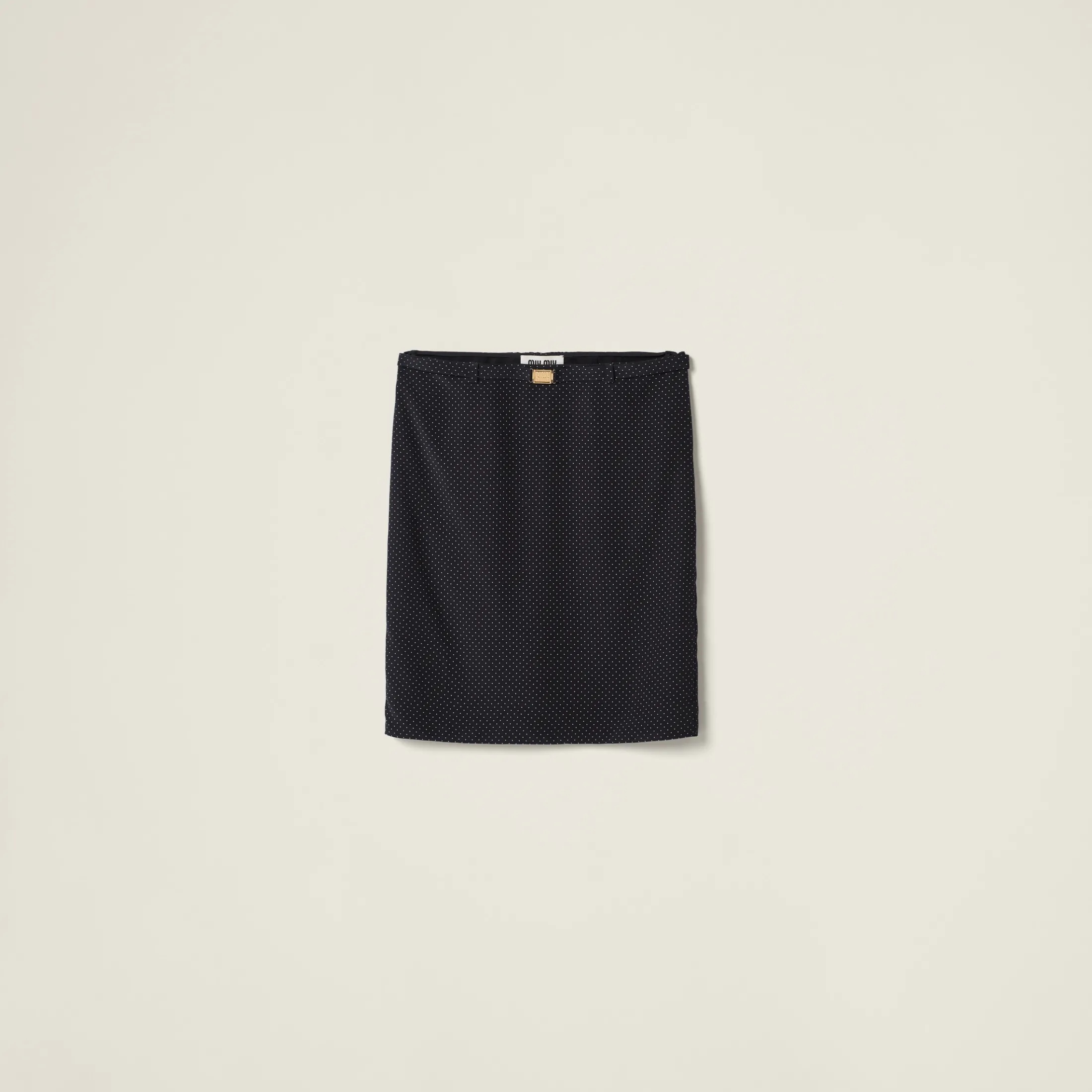 Black/ivory Polka-dot Crepe De Chine Skirt | Miu Miu