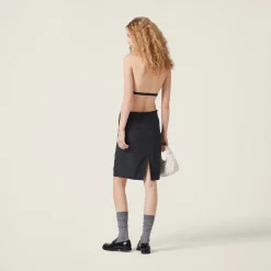 Black/ivory Polka-dot Crepe De Chine Skirt | Miu Miu