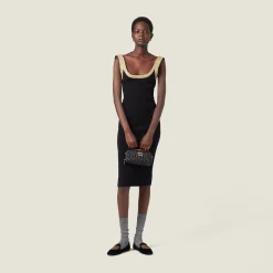 Black/pale Yellow Cashmere Dress | Miu Miu