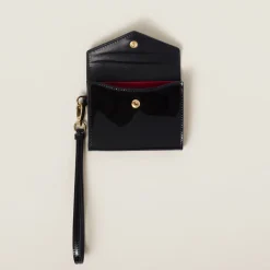 Black/red Patent Leather Card Holder | Miu Miu