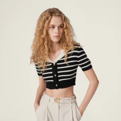 Black/tan Cashmere Knit Cardigan | Miu Miu
