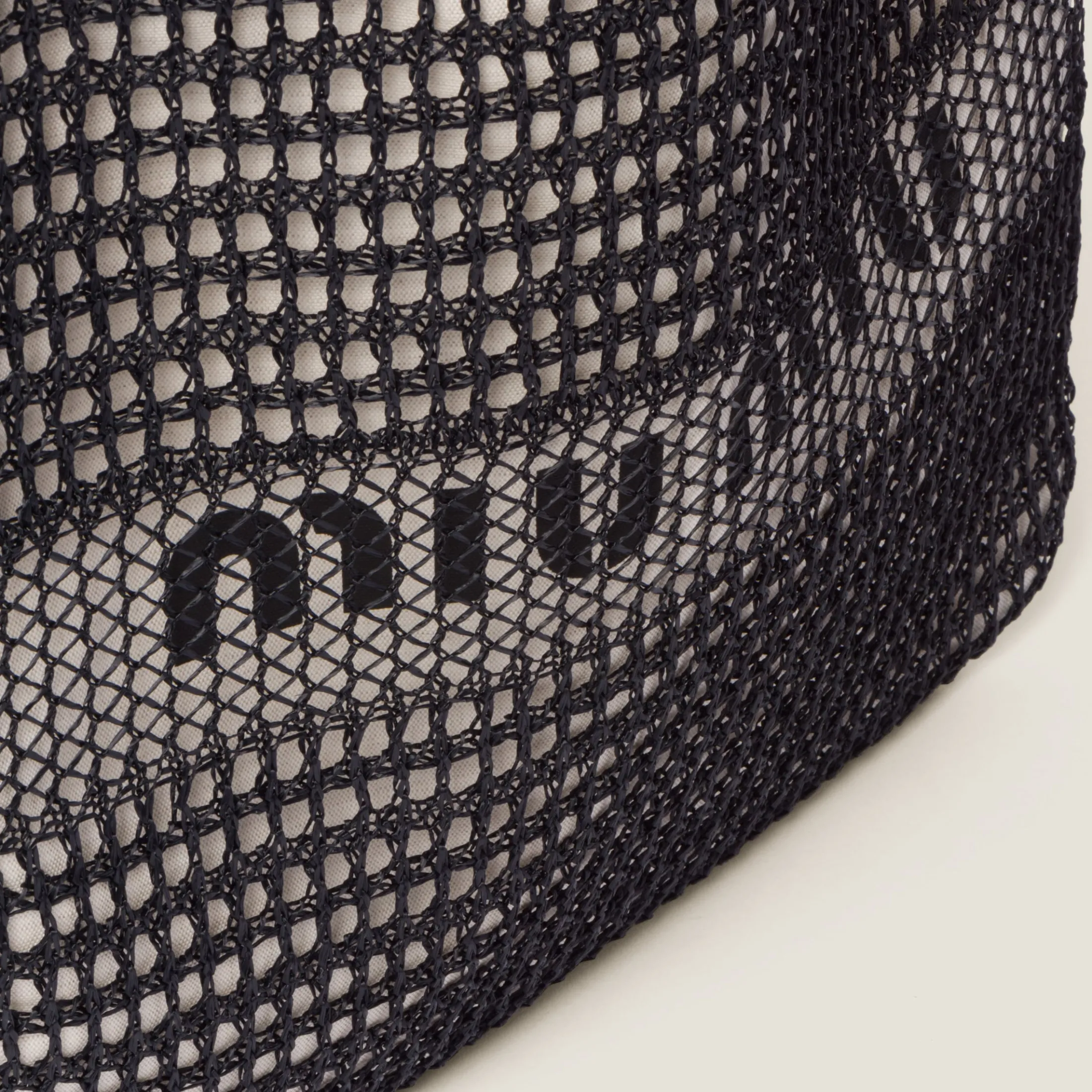 Black/tan Woven Fabric And Linen Mini-tote Bag | Miu Miu