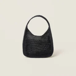 Black/tan Woven Fabric Hobo Bag | Miu Miu