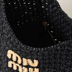 Black/tan Woven Fabric Hobo Bag | Miu Miu
