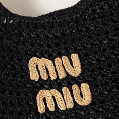 Black/tan Woven Fabric Hobo Bag | Miu Miu