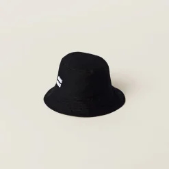 Black/white Drill Bucket Hat | Miu Miu