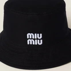 Black/white Drill Bucket Hat | Miu Miu