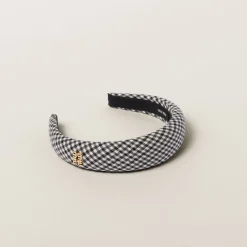 Black/white Gingham Check Wool Headband | Miu Miu