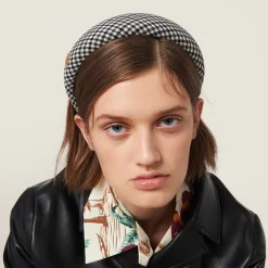 Black/white Gingham Check Wool Headband | Miu Miu