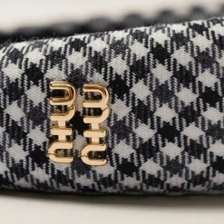Black/white Gingham Check Wool Headband | Miu Miu