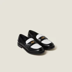 Black/white Leather Penny Loafers | Miu Miu