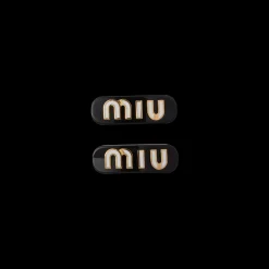 Black/white Plexiglas And Metal Hair Clips | Miu Miu