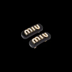 Black/white Plexiglas And Metal Hair Clips | Miu Miu