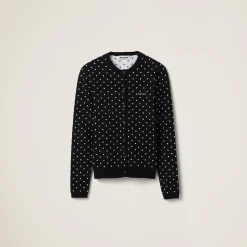 Black/white Polka-dot Viscose Cardigan | Miu Miu