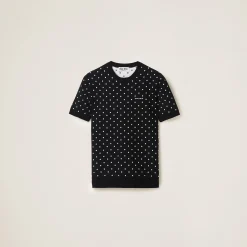 Black/white Polka-dot Viscose Sweater | Miu Miu