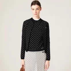 Black/white Polka-dot Viscose Sweater | Miu Miu