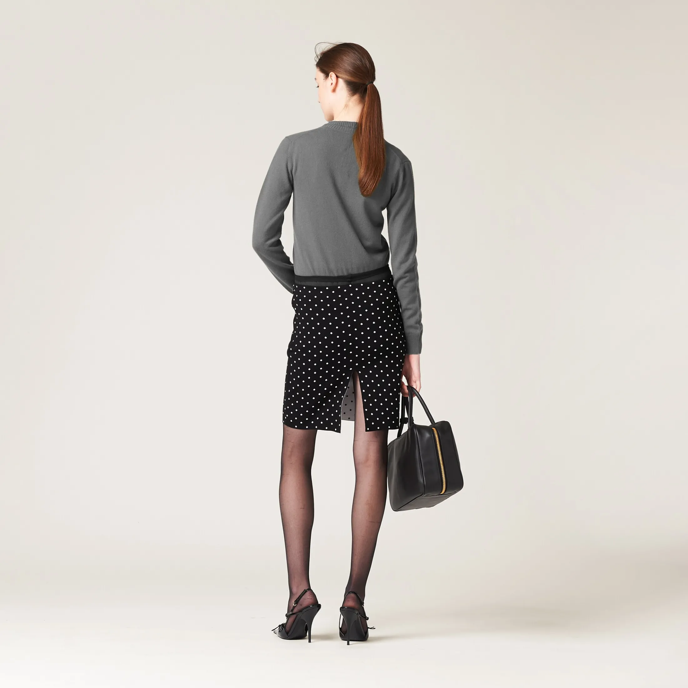 Black/white Polka-dot Viscose Skirt | Miu Miu