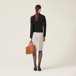 Black/white Polka-dot Viscose Cardigan | Miu Miu