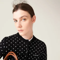 Black/white Polka-dot Viscose Cardigan | Miu Miu