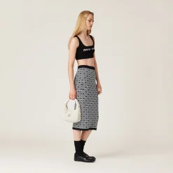 Black/white Viscose Skirt | Miu Miu