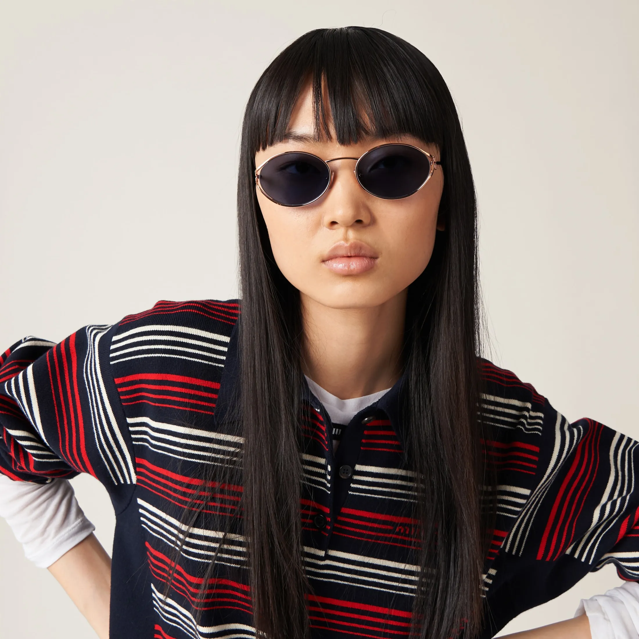 Blue Lenses Miu Miu Logo Sunglasses | Miu Miu