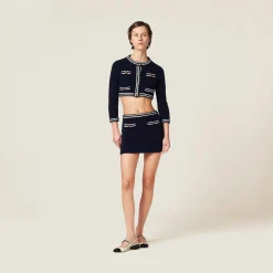 Blue/beige Cashmere And Silk Miniskirt | Miu Miu