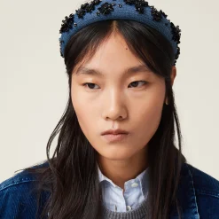 Blue/black Denim Headband | Miu Miu