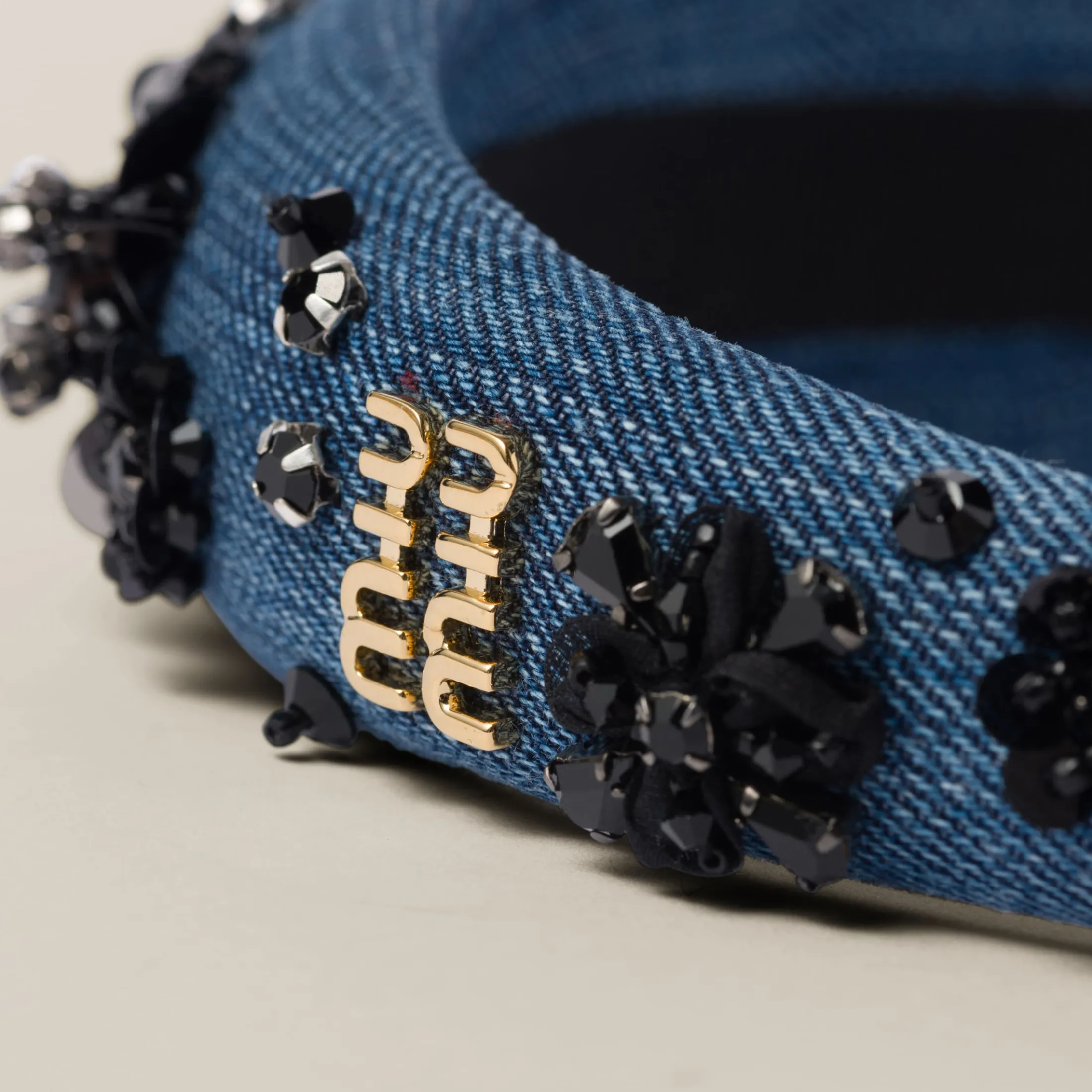 Blue/black Denim Headband | Miu Miu