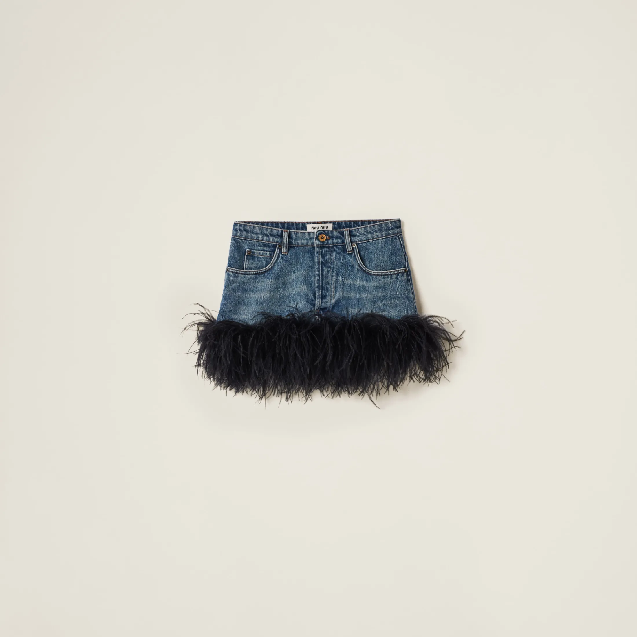 Blue/black Denim Miniskirt | Miu Miu