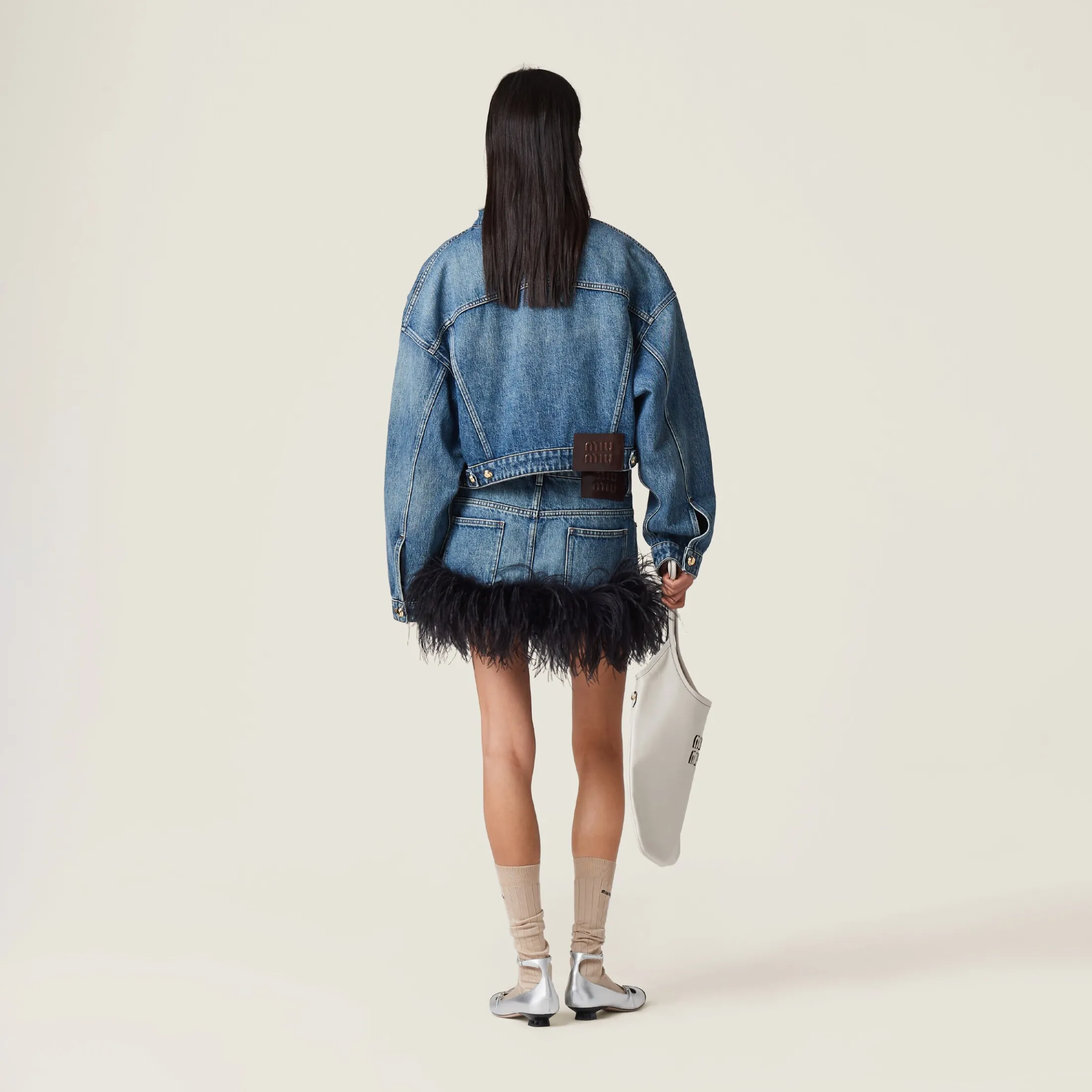 Blue/black Denim Miniskirt | Miu Miu