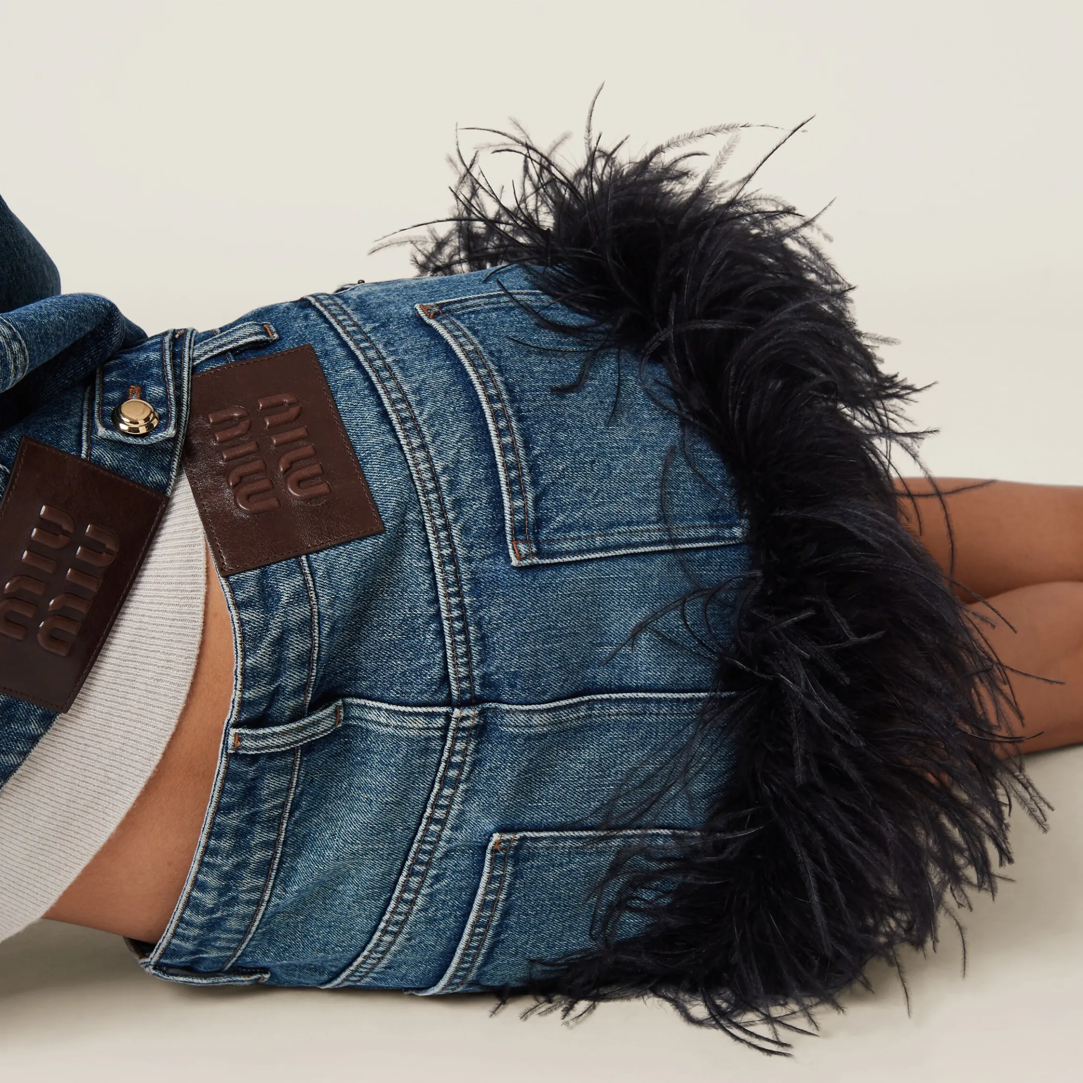 Blue/black Denim Miniskirt | Miu Miu