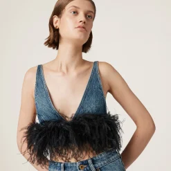 Blue/black Denim Top | Miu Miu