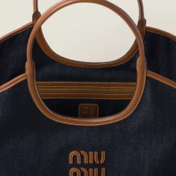 Blue/brandy Ivy Denim Bag | Miu Miu