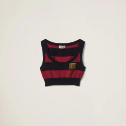 Blue/burgundy Cotton Knit Top | Miu Miu