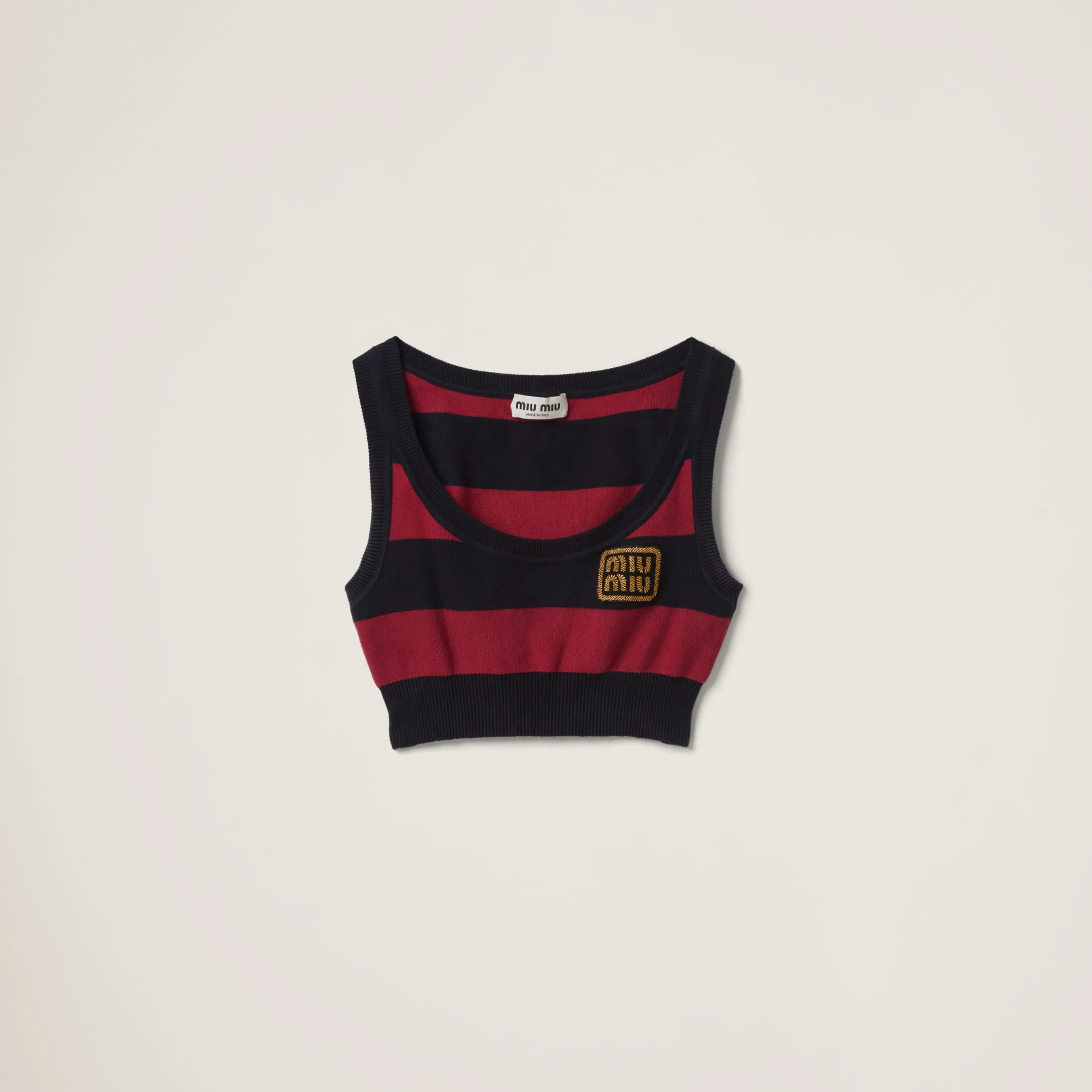 Blue/burgundy Cotton Knit Top | Miu Miu