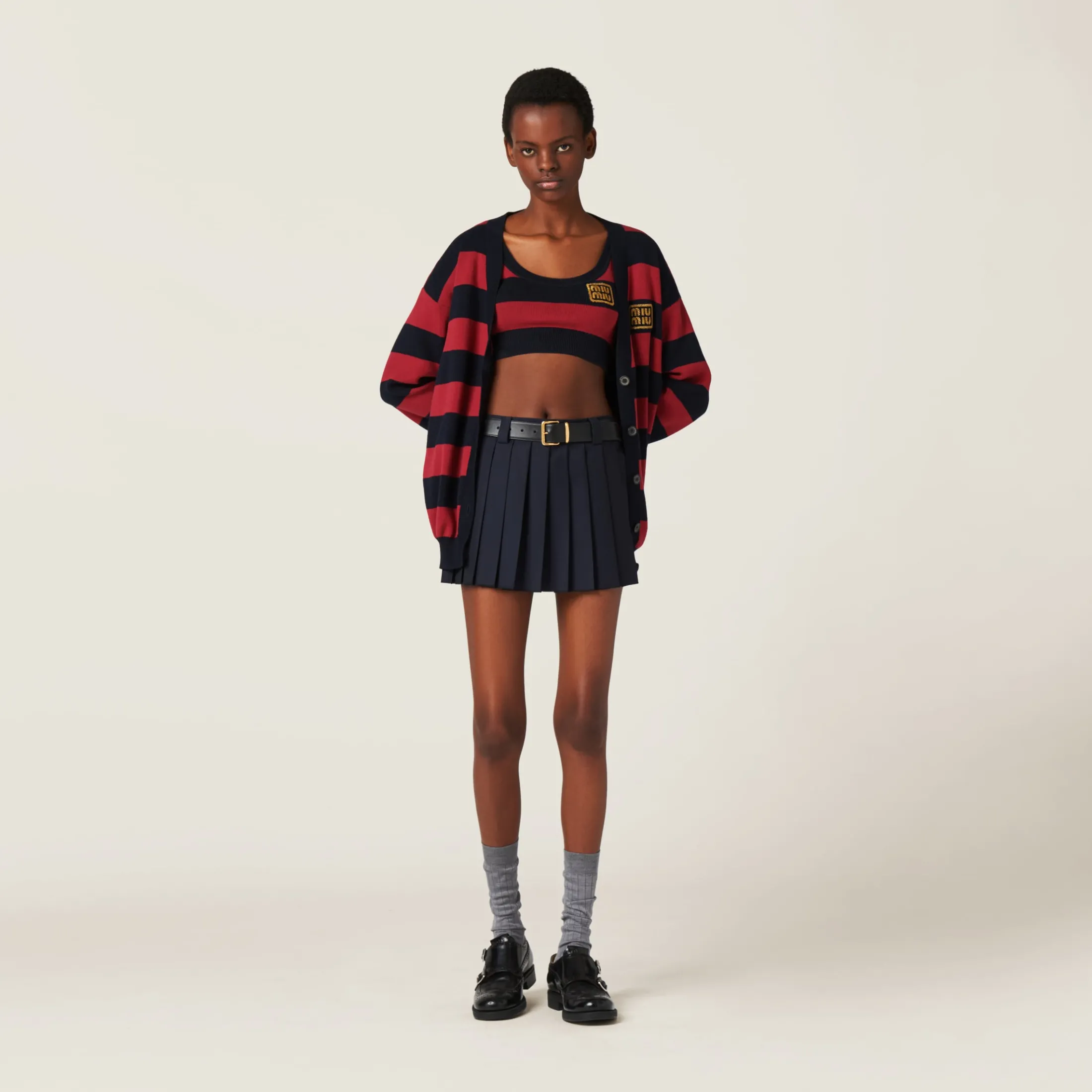 Blue/burgundy Cotton Knit Top | Miu Miu