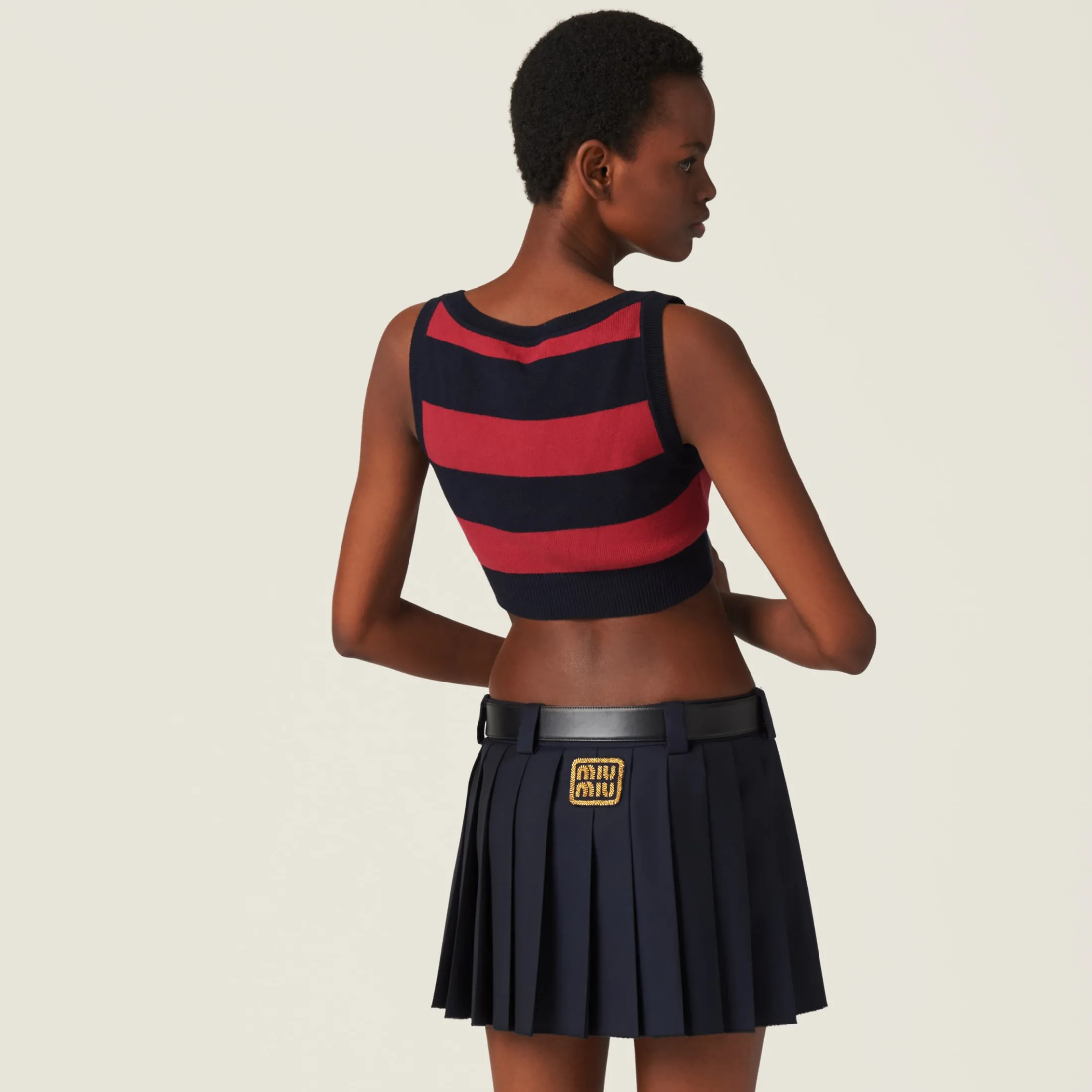 Blue/burgundy Cotton Knit Top | Miu Miu