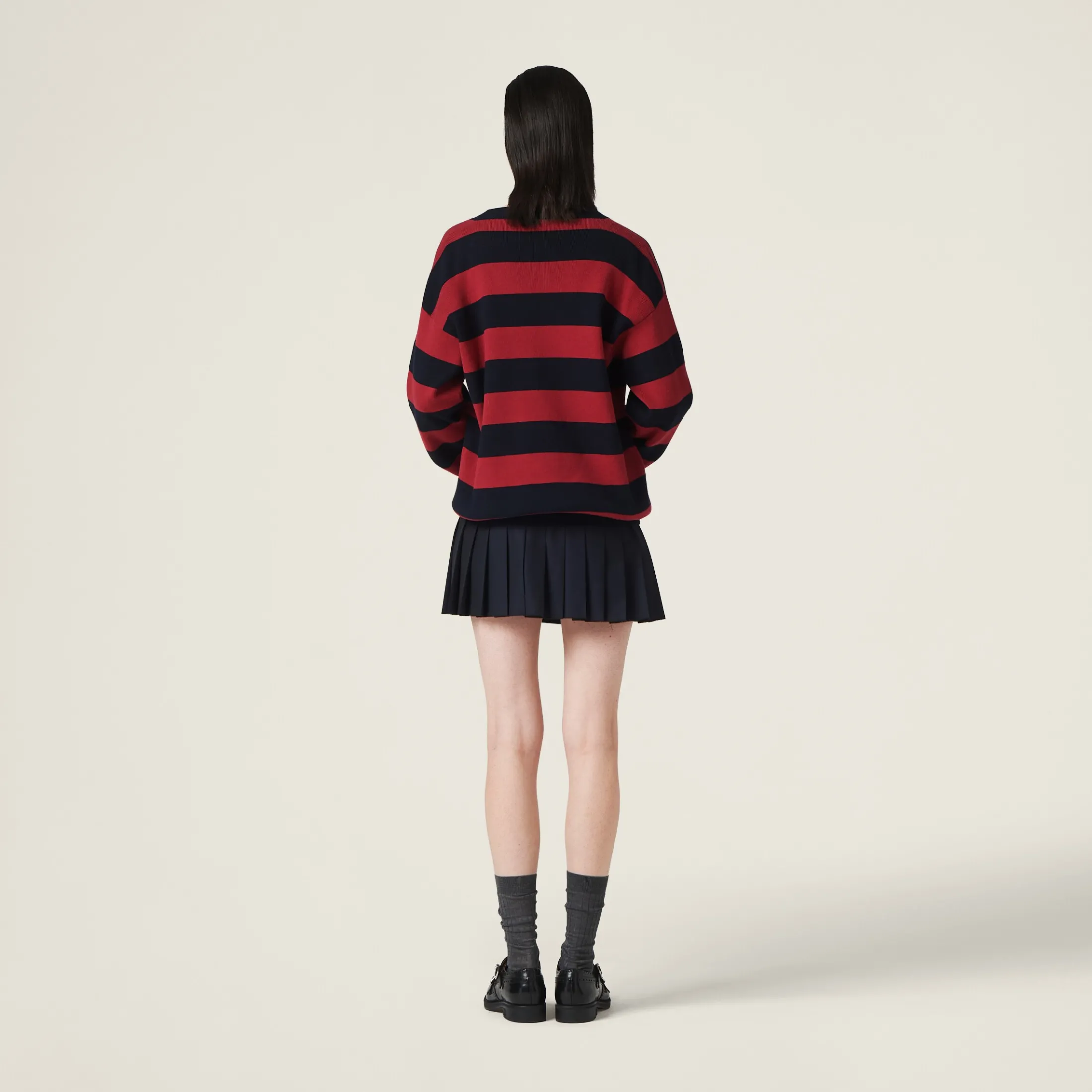 Blue/burgundy Cotton Knit Cardigan | Miu Miu