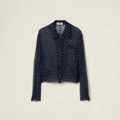 Blue/ivory Chiffon Blouse | Miu Miu