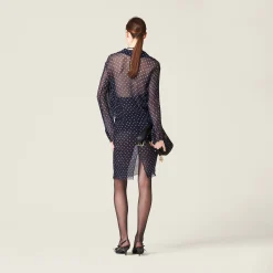 Blue/ivory Chiffon Blouse | Miu Miu