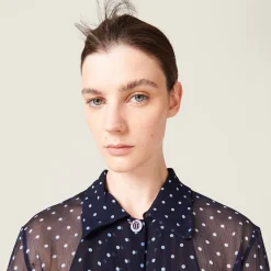 Blue/ivory Chiffon Blouse | Miu Miu