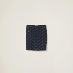 Blue/ivory Polka-dot Chiffon Skirt | Miu Miu