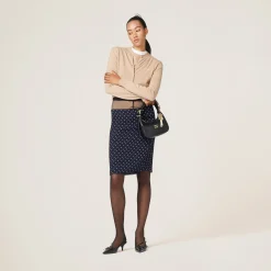 Blue/ivory Polka-dot Chiffon Skirt | Miu Miu