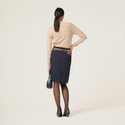 Blue/ivory Polka-dot Chiffon Skirt | Miu Miu