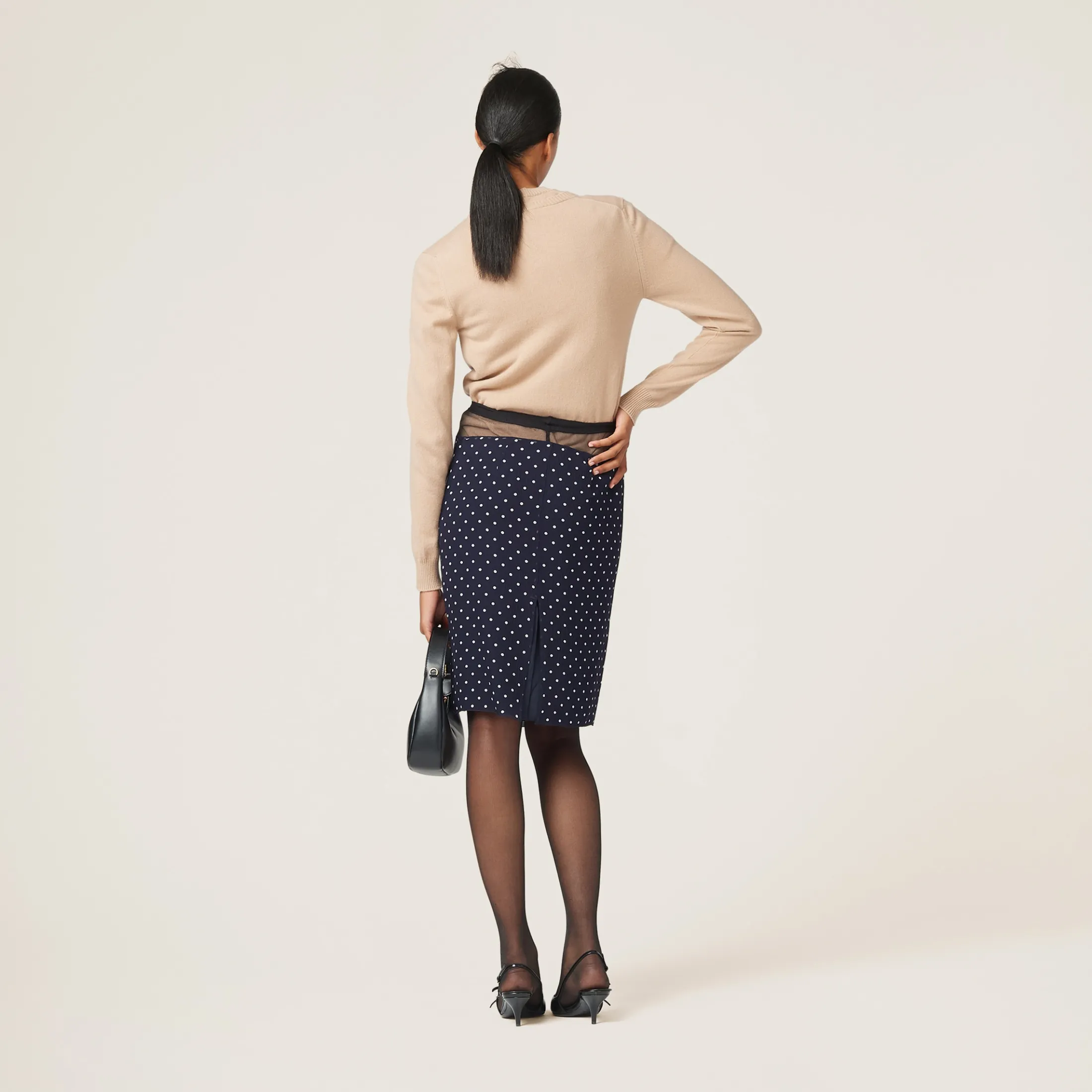 Blue/ivory Polka-dot Chiffon Skirt | Miu Miu